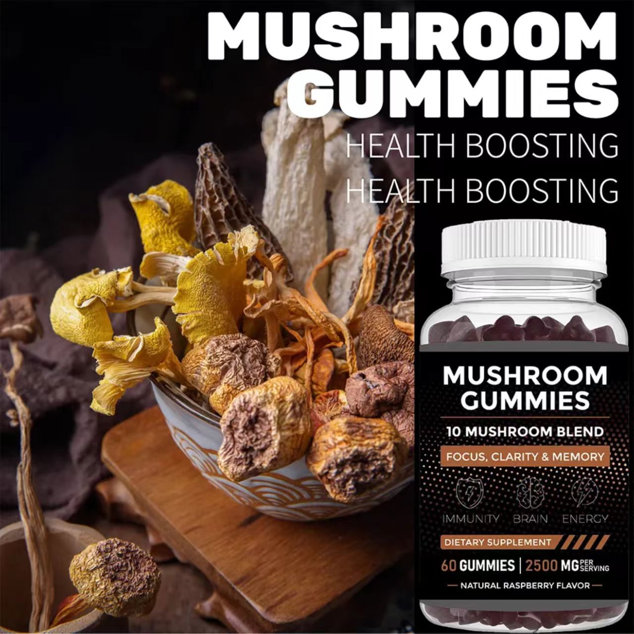 Health Wellness Gummies - Paddenstoel Gummies ondersteunen de immuun gezondheid,
